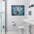 Farmhouse Navy Blue Daisy Flower Decor, Rustic Floral Butterfly Wall Art Canvas Painting Prints for Bathroom Bedroom