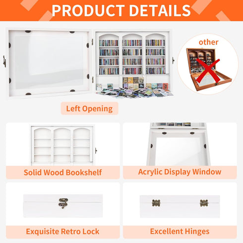 300PCS (White,10"*7.85"*2.2") MACEVIA Shake Away Your Anxiety Mini Bookshelf, Miniature Bookshelf Decor with Mini