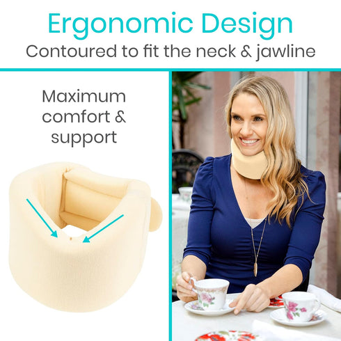 Vive Cervical Collar Neck Brace for Neck Pain Support, Soft Foam Brace for Pain Relief, Comfortable Corrector Wrap