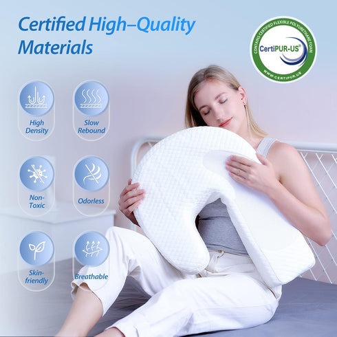 HOMCA Side Sleeper Pillows for Adults, Memory Foam U Shaped Pillows for Neck Pain Relief, Cervical Neck Pillow for Side