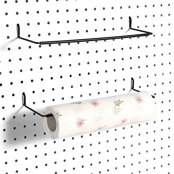 Extendable Paper Towel Holder for Pegboard, Fits Any Standard Pegboard, 2 Packs, Black