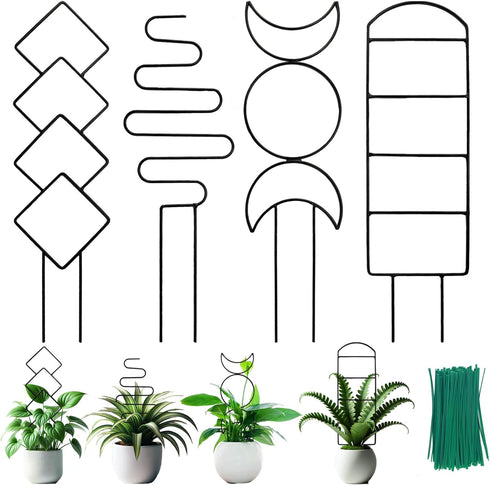 HENABLE 4 Packs Trellis for Climbing Plants Indoor, Small Garden Metal Trellis for
