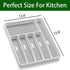 Silverware Organizer, Plastic Utensil Holder for Kitchen Drawer, 6 Compartment Flatware Organizer, White