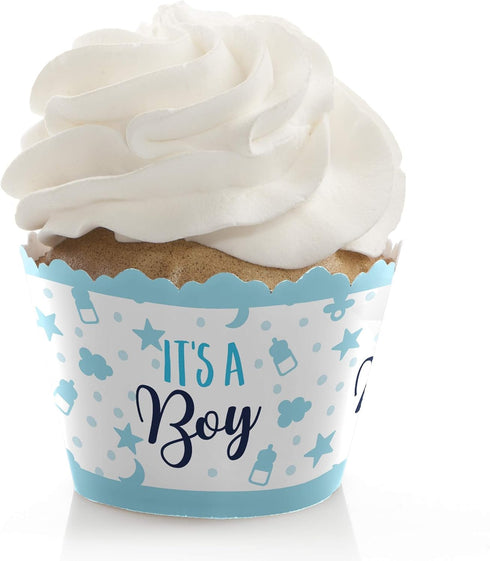 Big Dot of Happiness It's a Boy - Blue Baby Shower Decorations, Set of 12 Cupcake Wrappers