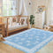 ORTIGIA 5x7 Scalloped Area Rug for Living Room, Blue Washable Low Pile
