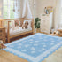 ORTIGIA 5x7 Scalloped Area Rug for Living Room, Blue Washable Low Pile