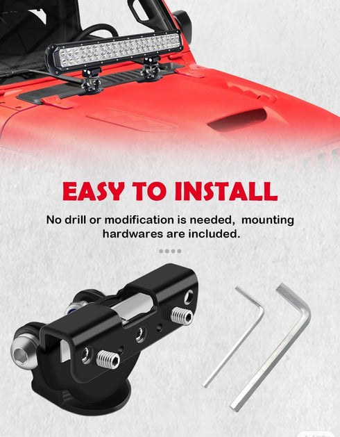 Led Hood Light Mounts - Universal Light Bar Mounting Brackets, Black Stainless Steel Clamp