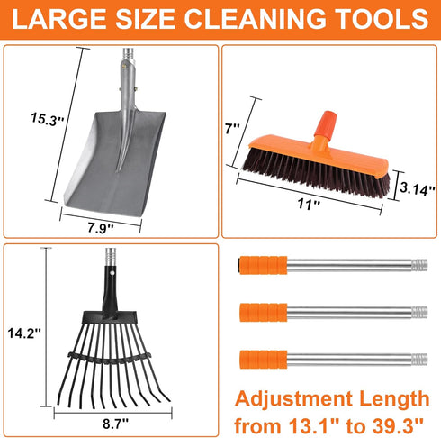ROSTIUTE Chicken Poop Scooper Shovel Rake Scrub Brush for Chicken Coop Supplies Accessories for Cleaning