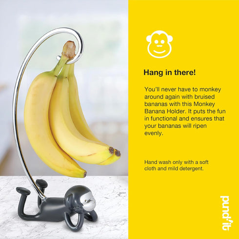 Countertop Pund'it Monkey Banana Holder, Banana Stand Hanger, Prevents Bruises and Keeps Bananas Ripe