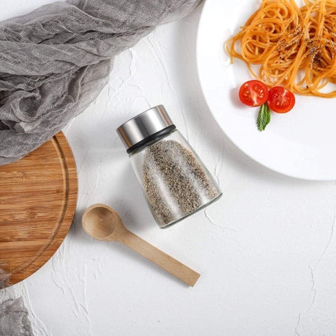Elegant Salt and Pepper Shakers Set of 2 with Adjustable Pour Holes - Premium Stainless Steel and Glass Dispenser
