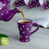 City to Cottage Handmade Ceramic Coffee Mug, Purple and White Polka Dot, 7 oz / 200ml, Unique Designer Gift for Tea