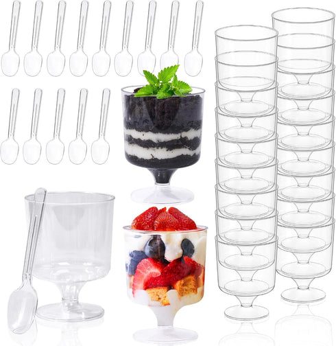 120 Pack Plastic Dessert Cups Set 60 Pcs 5Oz Clear Mini Parfait