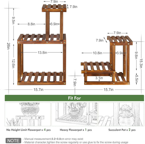 5 2 1 Plant Stand for multiple Plants Stands Indoor Outdoor Flower Pot Stand Tiers Flower Shelf Rack Plants Stands