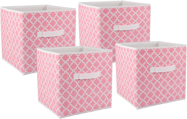 DII Non Woven Polyester Storage Bin, Small Set of 4 in Pink Sorbet
