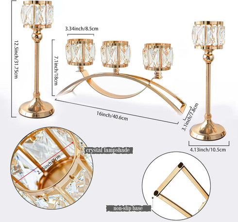 Sets,Wedding (Set 3 Crystal Bowl Tealight Candelabra Votive Candle Stand/Candleholder Centerpieces Candlestick Holders