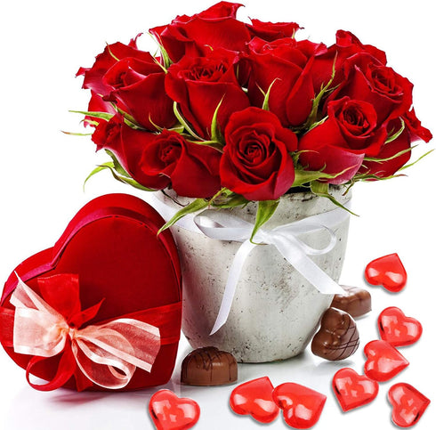 Fangoo 110 Pieces Red Acrylic Heart Gems for Valentine's Day Decorations | Bright Red, 8OZ, Vase Filler, Table Scatter