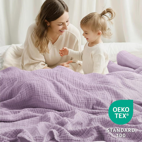 Kozyhvn 100% 50" 70", 6 Cotton Muslin Blanket Large x Layers Breathable and Lightweight Cotton Throw Blanket for Bed