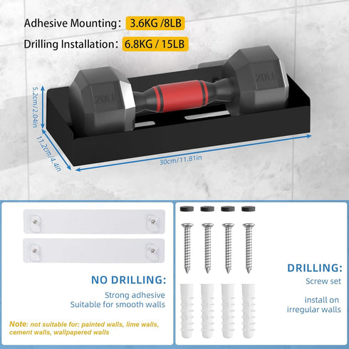 Wisfame 2 Pack 8 Shower Caddy Adhesive, Large Capacity Rustproof Shower Shelves, No Drill Bathroom Shelf with Hooks