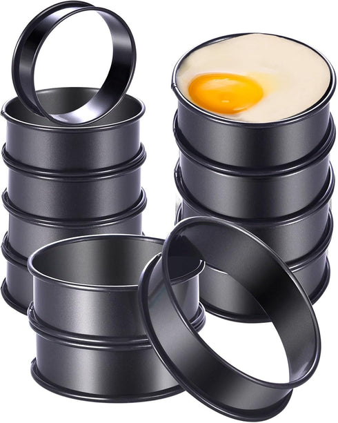 12Pack Crumpet Rings NONSTICK English Muffin Rings - 3.15 Inch Stainless Steel Baking Cooking Pastry Molds