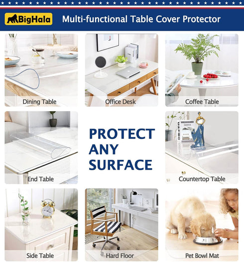 12 72 Clear Plastic Table Protector for Bench Entryway Coffee Side Bedside TV Cabinet Tabletop PVC Tablecloth Cover