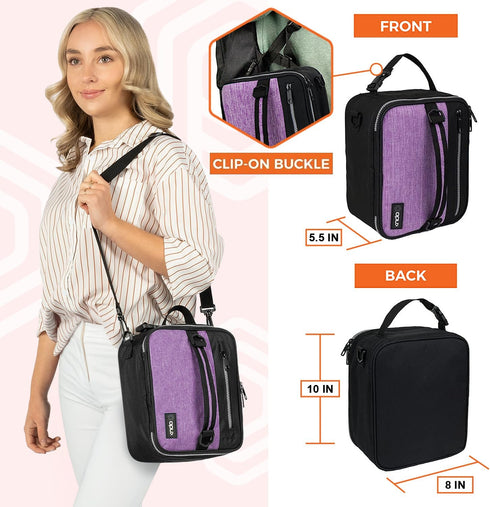 opux Insulated Lunch Box for Men Women Adult, Compact Lunch Bag for Kids, Soft Lunch Cooler Bag in Heather Purple