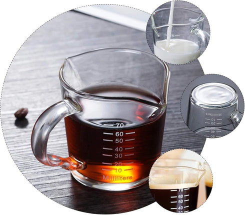 70ml Mini Glass Measuring Cup with Handle - 2 oz Shot Glass for Bar Party Wine Cocktail Drink Shaker
