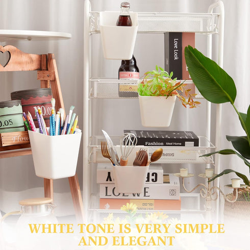 Rolling Cart Accessories Hanging Cup Holder for Home Office Supply, Plastic Pencil Hanging Cups, Desktop Organizer