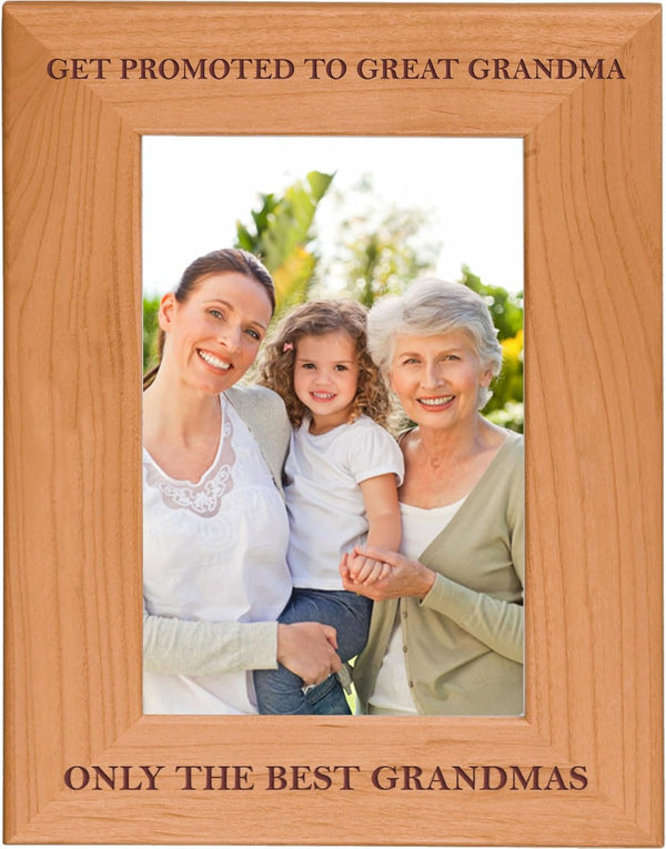 CustomGiftsNow Natural Alder Wood Engraved Tabletop/Hanging Photo Frame (4x6-inch Vertical) - Only The Best Grandmas