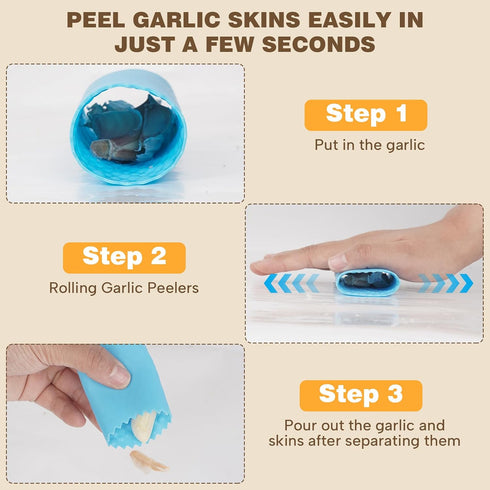 304 Set Cook Guy Stainless Steel Garlic Press Rocker - Premium Garlic Mincer, Crusher, Peeler, and Scraper Tool