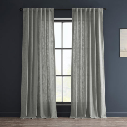 HPD Half Price Drapes Premium Heavy Faux Linen Curtains, 1 Panel, 50W x 108L Light Filtering Ash Grey Window Curtains