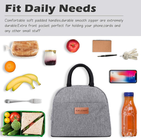BALORAY Insulated Lunch Bag for Women Men, Reusable Lunch Box Tote Bag for Work, Picnic or Travel (Grey)