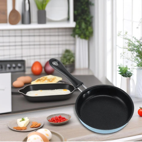 5 Inch Mini Nonstick Egg Pan, Small Frying Pan for Cooking Single Egg, Stainless Steel Blue