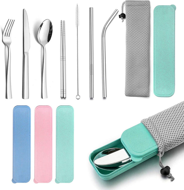 HaWare Portable Travel Utensils Set, Stainless Steel Silverware for Camping, School Lunch, Reusable and Dishwasher Safe