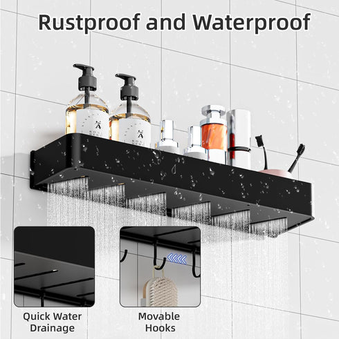 Wisfame 5 2 Pack Adhesive Shower Caddy,Rustproof Shower Shelve with Large Capacity,Quick-Dry Metal Bathroom Shelves