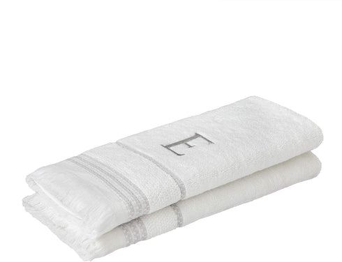 SKL Home Casual Monogram Hand Towel - 2-Pack, E, 16x26, White