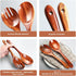 Wooden Salad Tongs, 10.2in Serving Utensils Set, Acacia Salad Spoon and Fork Set, Long Handle Wood Serving Utensils