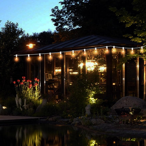 25FT ST35 27Clear Bulbs -5 Watt/120 Voltage/E12 Outdoor Patio Edison String Lights with Base -White Wire