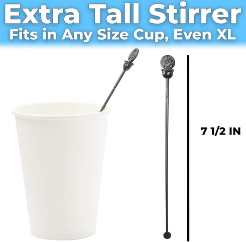 7 200 Pack. Cafe Grade, BPA Free In. Coffee Stoppers Recyclable Black Plug + Stirrer Paddle Perfect for Stirring a Hot