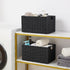 Vagusicc Wicker Basket, Set of 2 Woven Paper Rope Storage Bins with Handles, Foldable Large Cube Organizers in Black