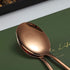 Rose Gold Serving Spoons, 4 Pieces Kyraton Titanium Plating, 2 Serving Spoons and 2 Slotted Spoons, Stainless Steel Set