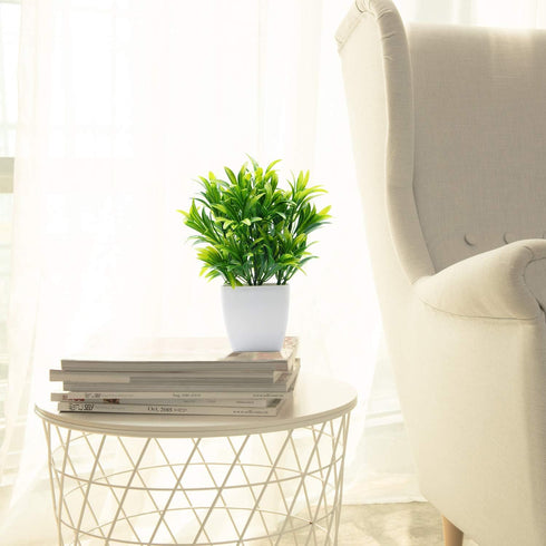 OFFIDIX Faux Plants Mini Potted Plastic Aloe, Artificial Green Plant with White Square Pots for Home Decor