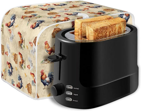 Vintage Rooster Toaster Protection Cover for Standard 2 Slice Toaster, Kitchen Bakeware Bread Maker Covers