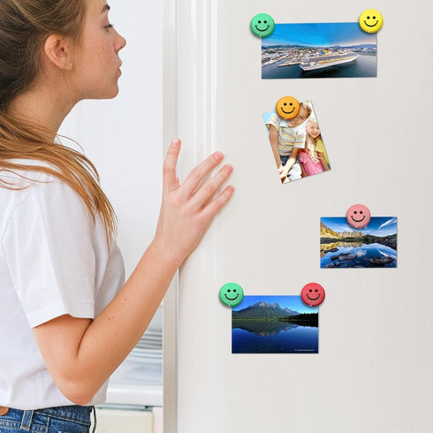 Qualsen Fridge Magnets, Refrigerator Magnets, Strong Magnets for Crafts, Small Magnets for Whiteboard Magnet for Kid, Mini Cute Magnets for Fridge, Locker, Kitchen, Office, Classroom (Smile-20pcs)