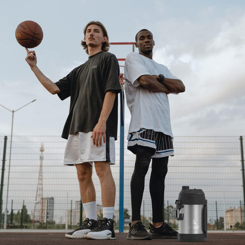 24 108 Sports Water Jug - Gallon Water Bottle - Large Insulated Stainless Steel Bottle for Gym, Workouts, Basketball