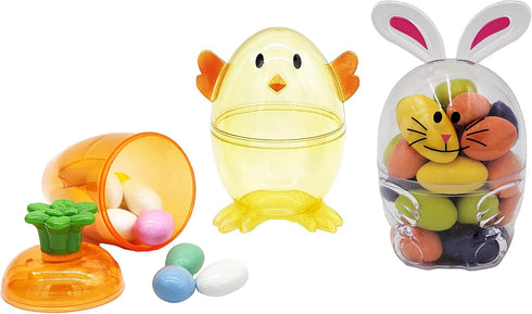 6-Pack The Dreidel Company Fillable Easter Carrots, Bunny, and Chick Containers, Perfect Characters for Easter Egg