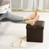 B FSOBEIIALEO Folding Storage Ottoman - Faux Leather Footrest Seat Coffee Table Toy Chest for Kids, Brown