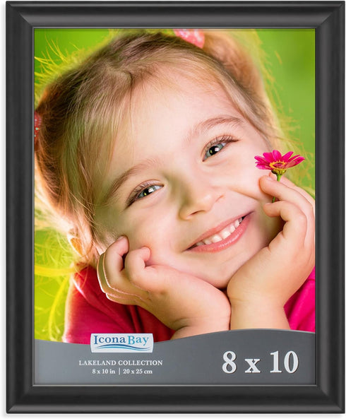 Icona Bay 8x10 Black Picture Frame - Contemporary Composite Wood Frame for Walls or Tabletop - Lakeland Collection