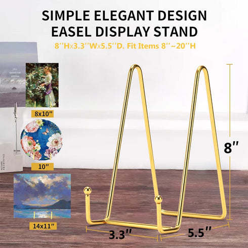 3 Pack 8 Inch Plate Stands for Display, Black Metal Frame Holder for Picture Frame, Decorative Plate, Tabletop Art