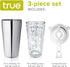 3-Piece Set 7 True Barware for Mixed Drinks and Cold Brew Cocktails, Includes Cocktail Shaker Tin, Cocktail Mixing