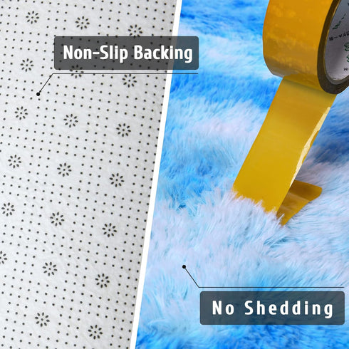 5x8 DweIke Fluffy Blue Shag Rugs for Bedroom Living Room, Large Soft Plush Tie-Dyed Light SkyBlue Girls Boys Kids Rug